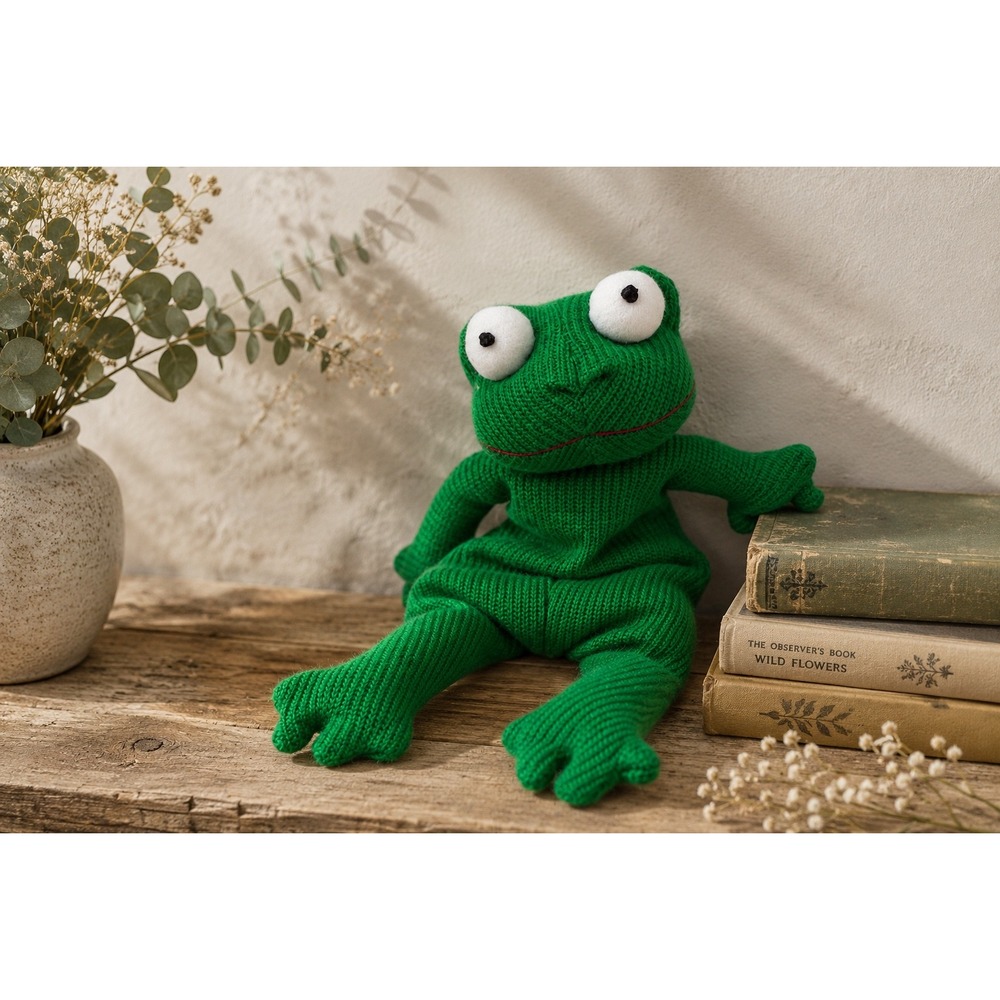 Russ  Heartcraft Collection Frugs Frog Green Knit Plush Vintage 8871 NWT